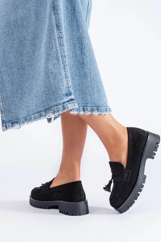 of suede Women's moccasins black...