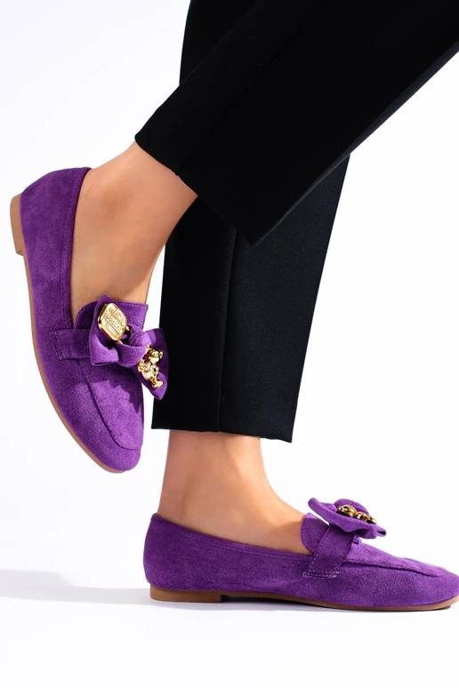 Purple  Women's moccasins of suede...