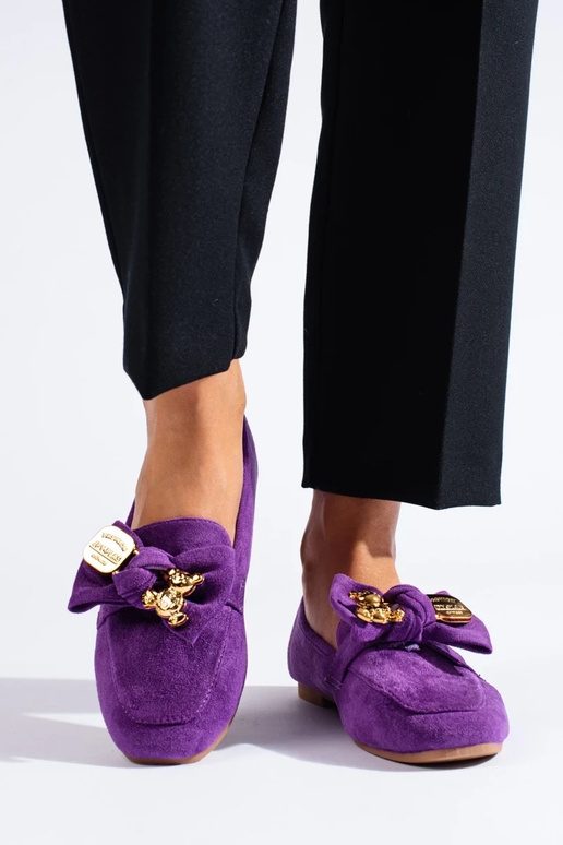Purple  Women's moccasins of suede...