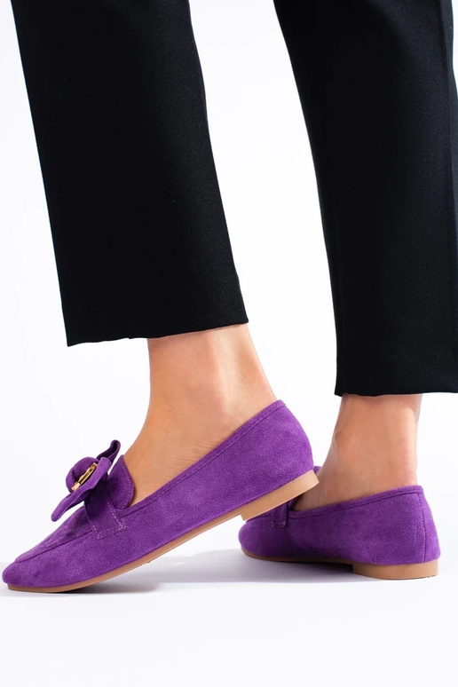 Purple  Women's moccasins of suede...