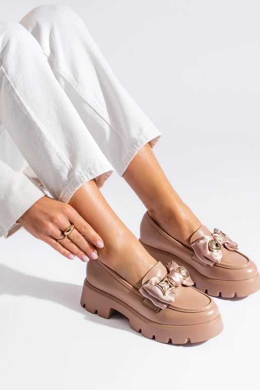 beige moccasins with bow Shelovet