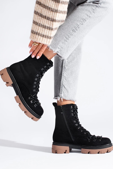 of suede tied shoes black... 2