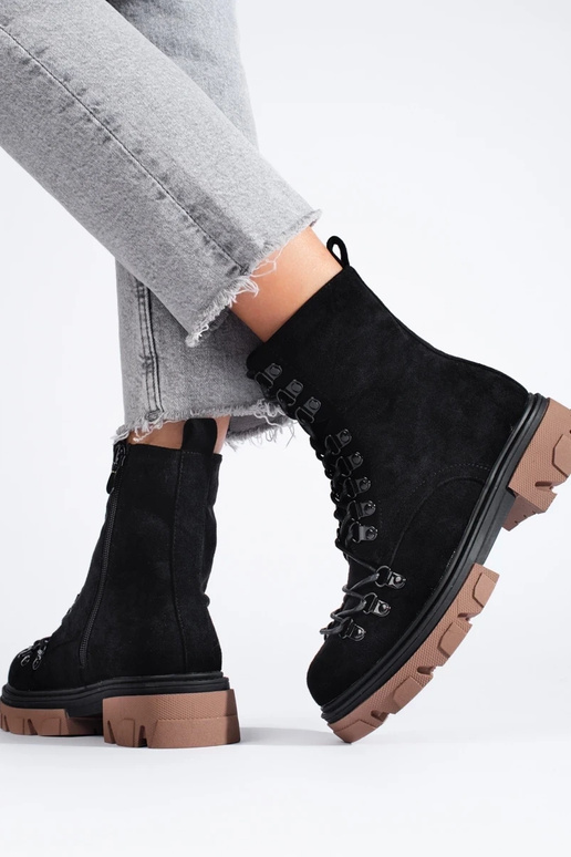 Zamszowe wiązane workery czarne Vinceza Zamszowe wiązane workery czarne Vinceza