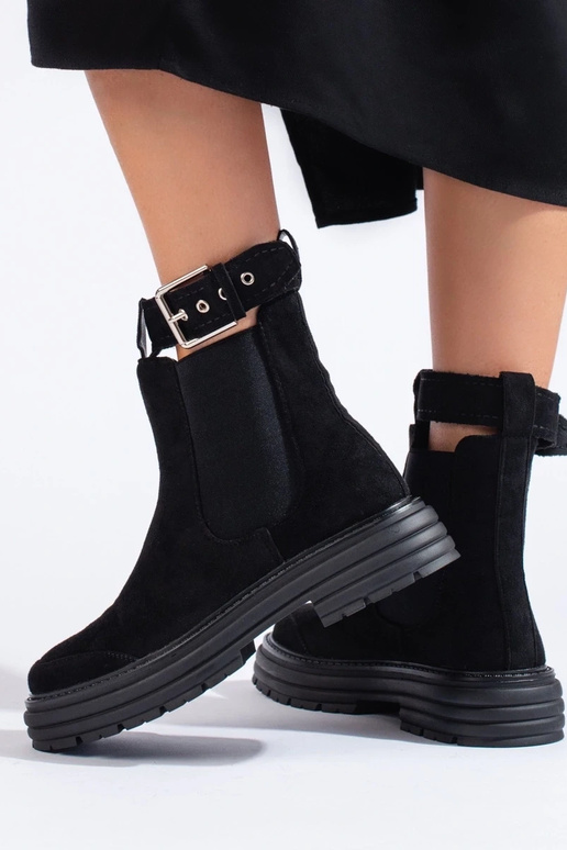 black of suede boots Inith buckles black of suede boots Inith buckles