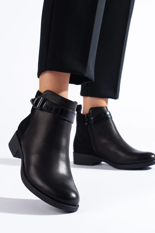 Czarne klasyczne botki damskie
