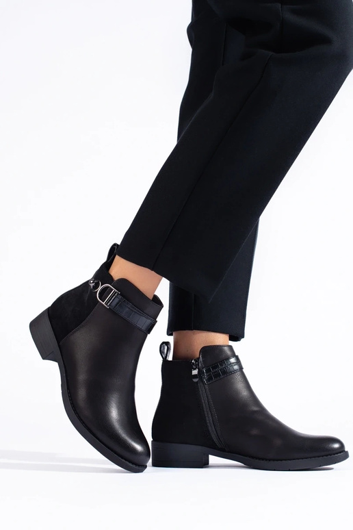 Czarne klasyczne botki damskie