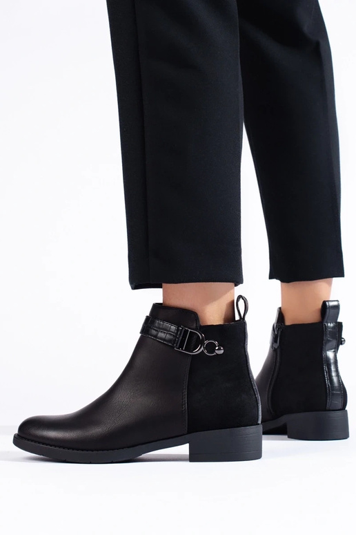 Czarne klasyczne botki damskie