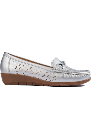silver color Women's moccasins