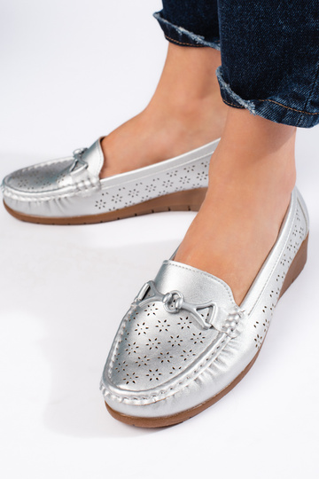 silver color Women's moccasins 2