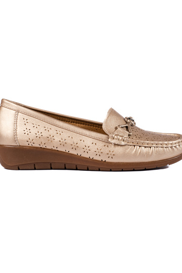 gold color Women's moccasins