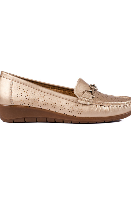 Złote mokasyny damskie