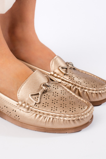 gold color Women's moccasins 2