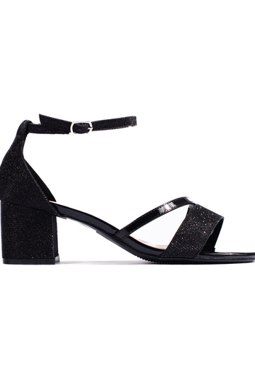 with luster black sandals...