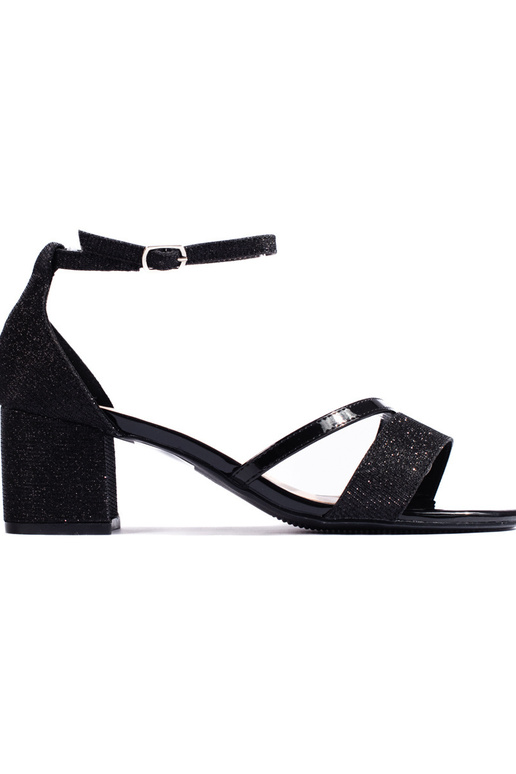 with luster black sandals on the heel with luster black sandals on the heel