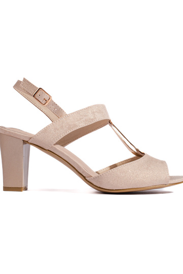 gold color sandals  on the...