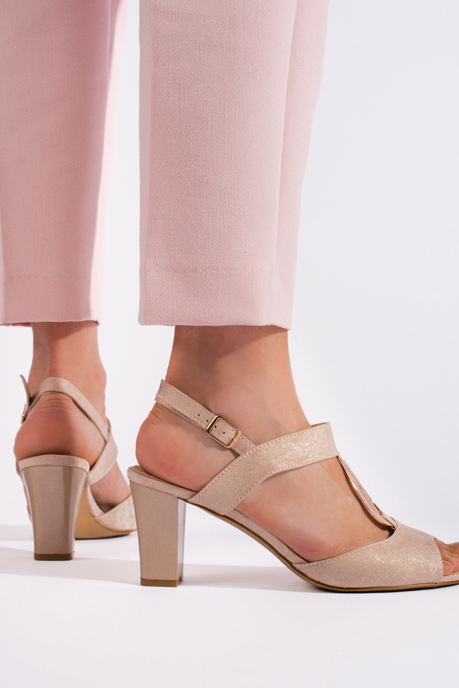 gold color sandals  on the heel gold color sandals  on the heel