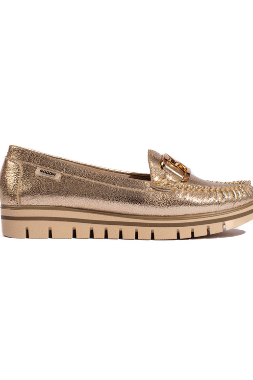 gold color Women's moccasins with...