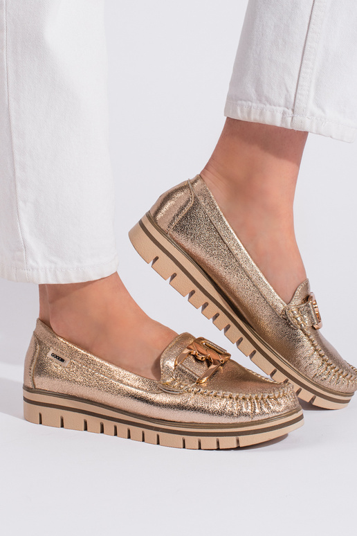 gold color Women's moccasins with...