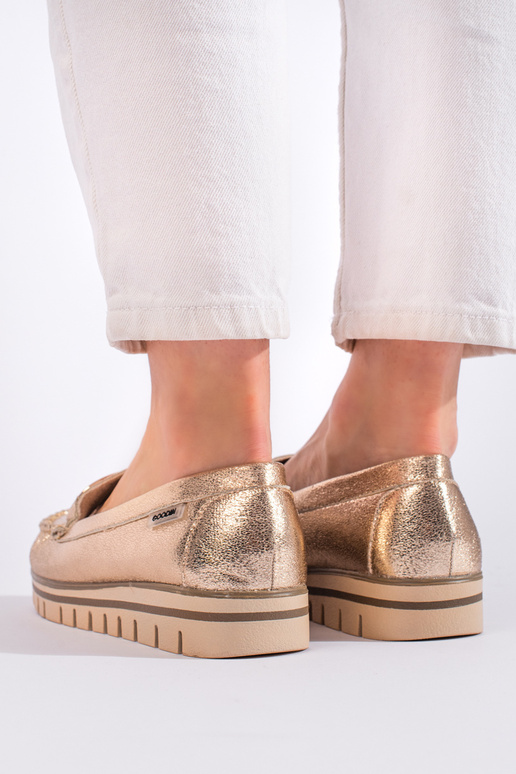 gold color Women's moccasins with...