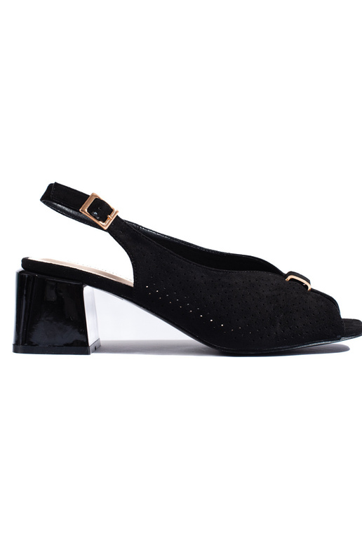 Elegant style sandals on the heel black Elegant style sandals on the heel black