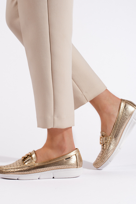 gold color Women's moccasins