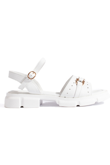 Skórzane białe sandały damskie