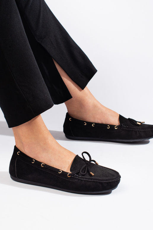 black Women's moccasins of suede