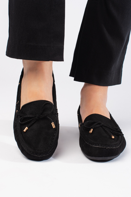 black Women's moccasins of suede