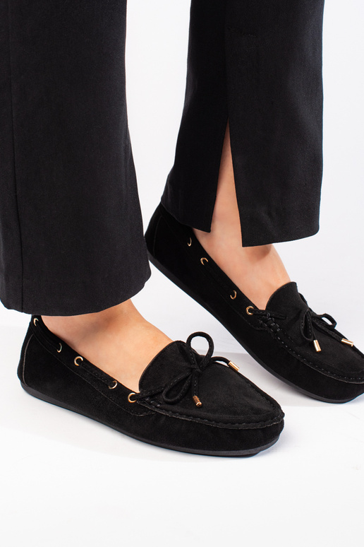 black Women's moccasins of suede