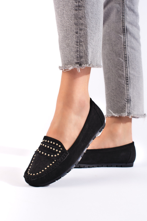 of suede black Women's moccasins