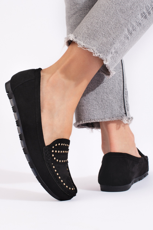 of suede black Women's moccasins