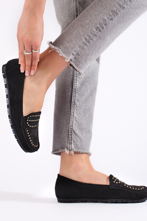 of suede black Women's moccasins