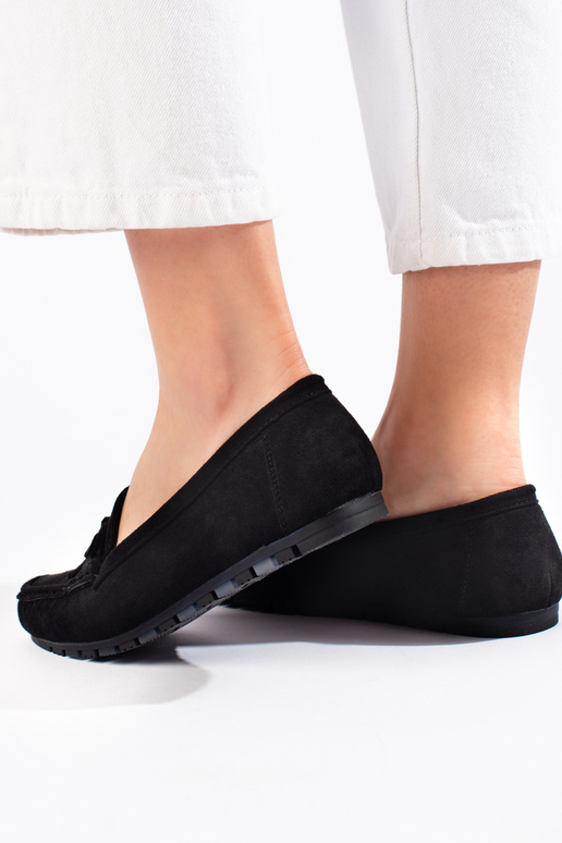 of suede black Women's moccasins