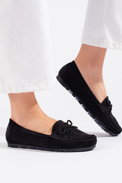 of suede black Women's moccasins