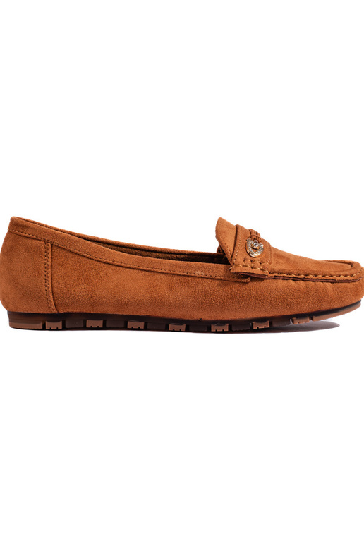 Brown color Women's moccasins of suede Brown color Women's moccasins of suede