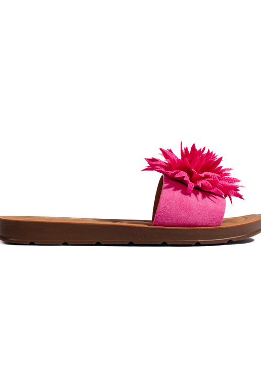 Women's fuchsia flip-flops with a flower Women's fuchsia flip-flops with a flower