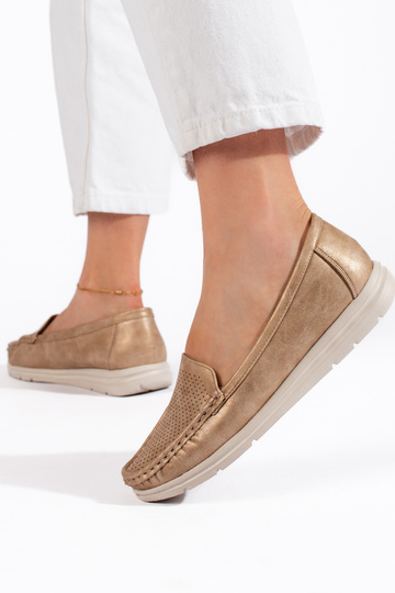 gold color Women's moccasins 2