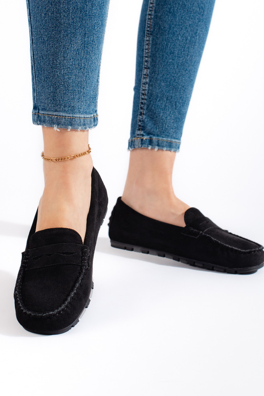 Women's moccasins black of suede Women's moccasins black of suede