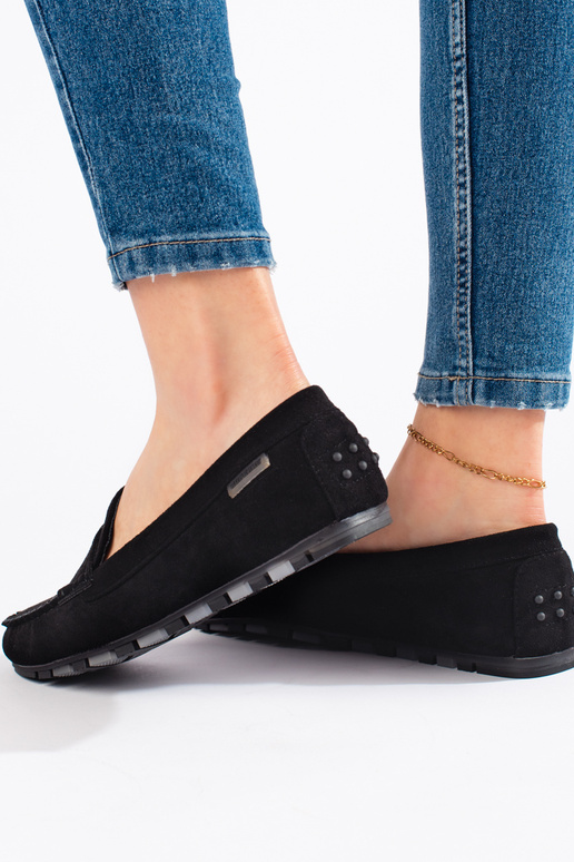 Women's moccasins black of suede Women's moccasins black of suede