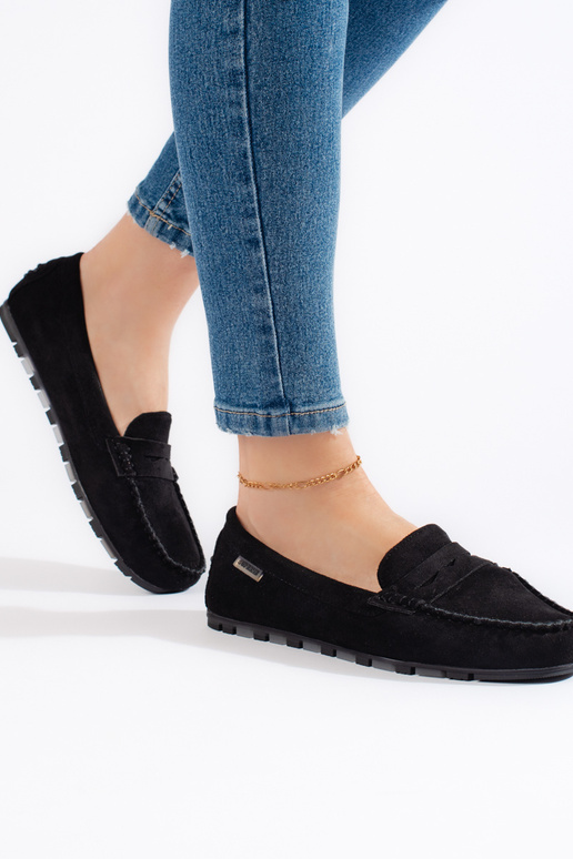 Women's moccasins black of suede Women's moccasins black of suede