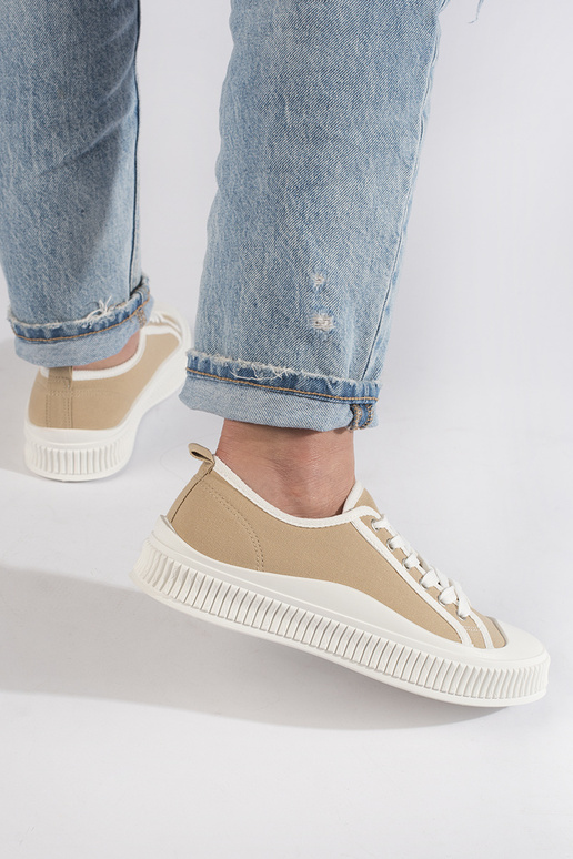 Ciemnobeżowe trampki damskie na... Ciemnobeżowe trampki damskie na...