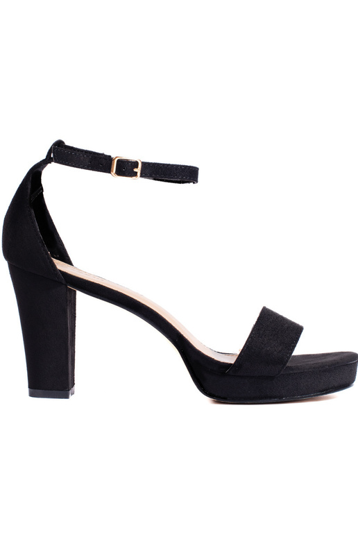black of suede  sandals on the heel
