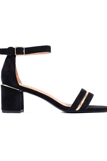 black of suede sandals on...