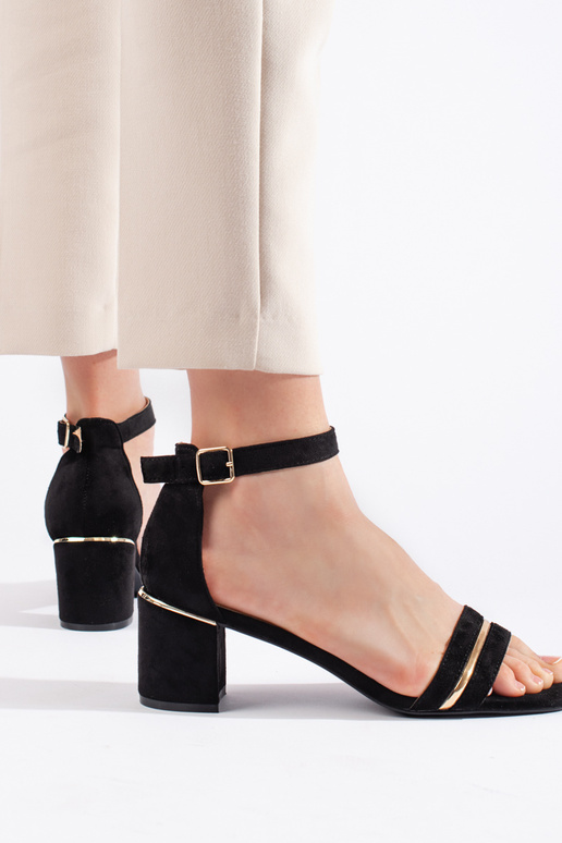 black of suede sandals on the heel black of suede sandals on the heel