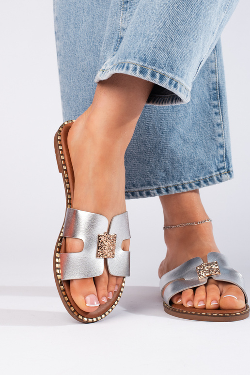 silver color  slippers