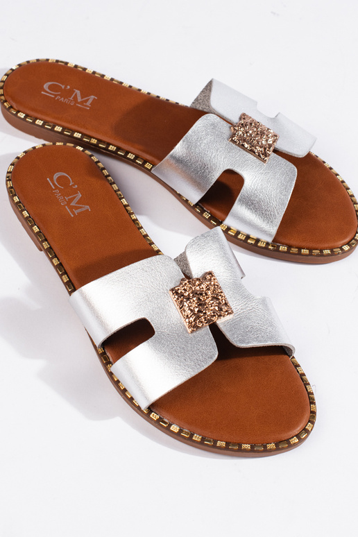 silver color  slippers