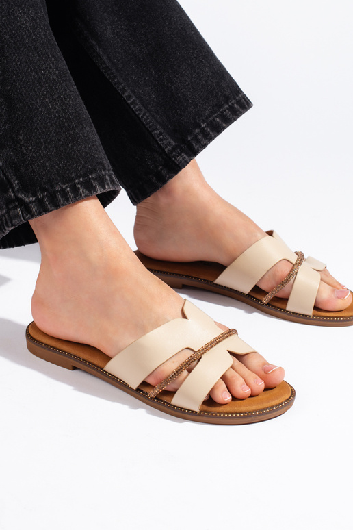 Elegant style  beige slippers