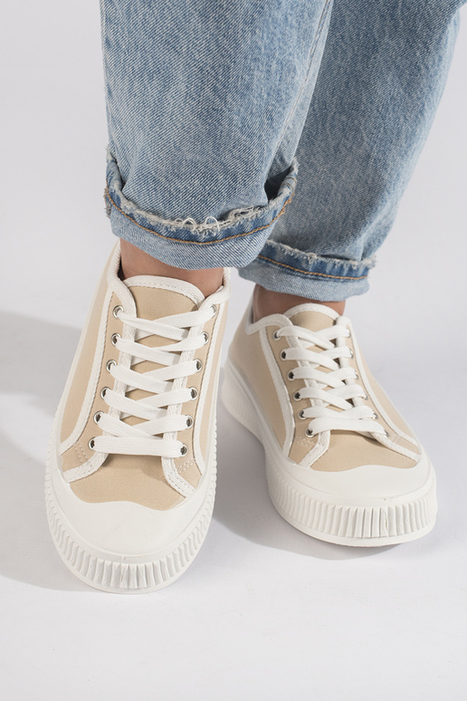 Beige sports shoes  with platform