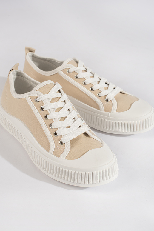 Beige sports shoes  with platform
