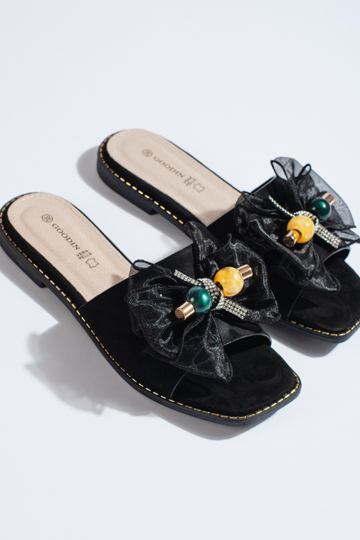 Czarne klasyczne damskie klapki